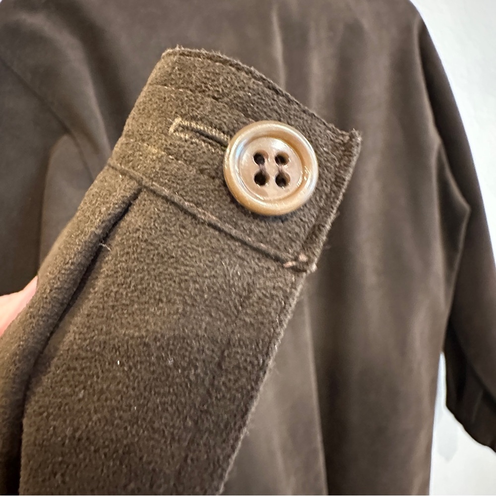 Vintage Halston Chocolate Brown Wool Duster Coat 1970s Union Made USA Minimalist - Picture 11 of 13